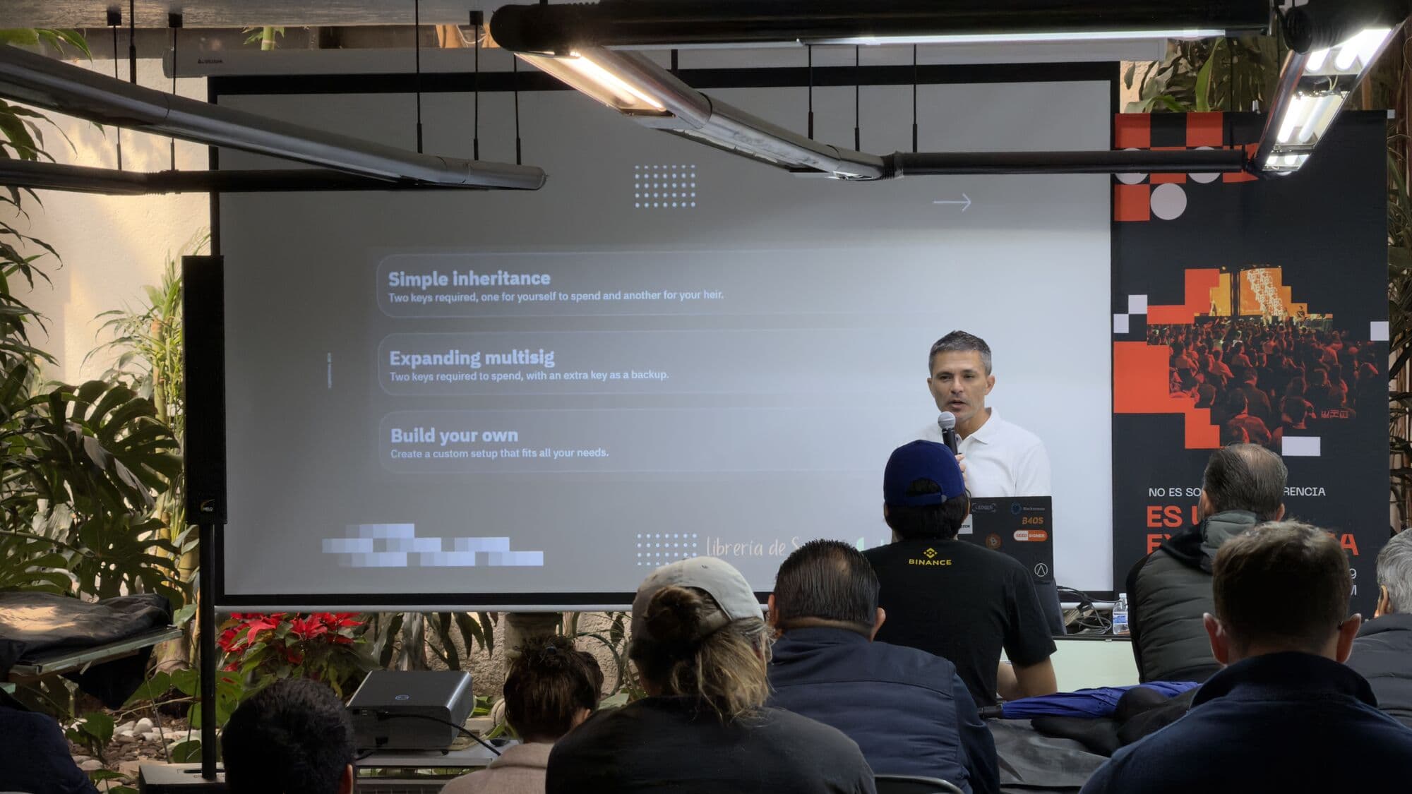 A talk on multisig and inheritance setups, projector and plants