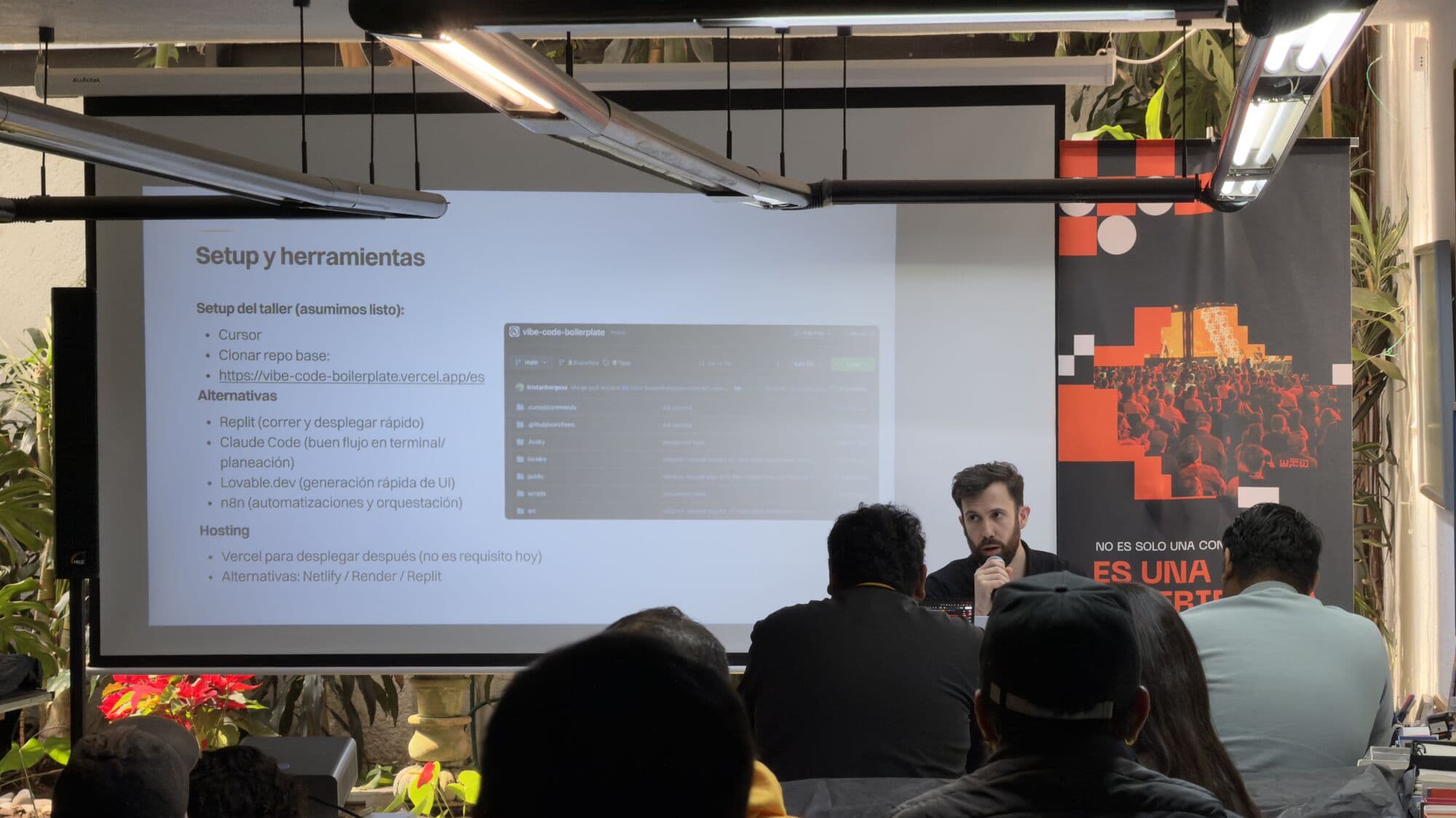 Un taller repasando configuración y herramientas en el proyector